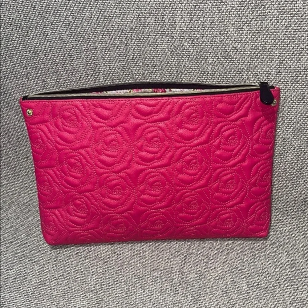 Betsey Johnson Pink Floral Embossed Laptop Bag